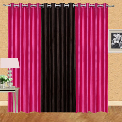 

Excel Bazaar 214 cm (7 ft) Polycotton Door Curtain (Pack Of 3)(Plain, Darkpink-1brown)