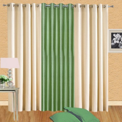 

Shiv Shankar Handloom 213 cm (7 ft) Polyester Door Curtain (Pack Of 3)(Solid, Cream, Green Crush)