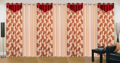 

Stella Creations 214 cm (7 ft) Polyester Door Curtain (Pack Of 7)(Printed, Maroon, Beige), Beige;maroon
