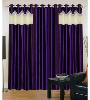 

PHF 84 cm (3 ft) Polyester Window Curtain (Pack Of 3)(Plain, Blue)