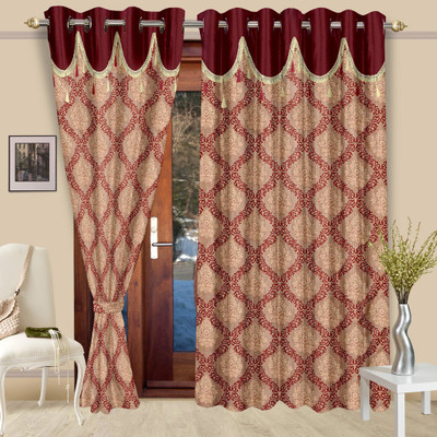 

Cortina 270 cm (9 ft) Polyester Long Door Curtain (Pack Of 2)(Floral, Maroon)