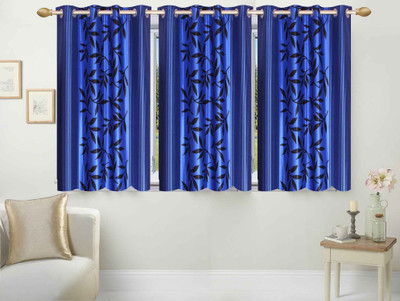

Ville Style 153 cm (5 ft) Polyester Window Curtain (Pack Of 3)(Floral, Blue)