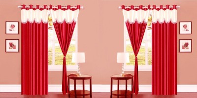 

Italian Fab 213 cm (7 ft) Polyester Door Curtain (Pack Of 4)(Plain, Red)