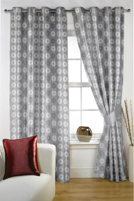 

Threadmix 152 cm (5 ft) Polycotton Window Curtain (Pack Of 2)(Geometric, Grey)