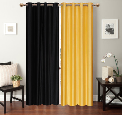 

Furnishing Zone 274 cm (9 ft) Polyester Long Door Curtain (Pack Of 2)(Plain, Black, Yellow)