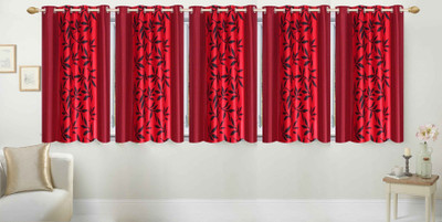 

Ville Style 153 cm (5 ft) Polyester Window Curtain (Pack Of 5)(Floral, Red)