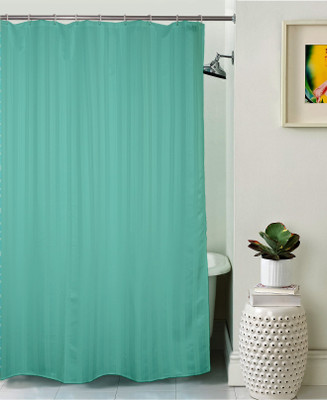

Lushomes 200 cm (7 ft) Polyester Shower Curtain Single Curtain(Striped, Green)