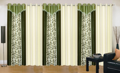 

Ville Style 275 cm (9 ft) Polyester Long Door Curtain (Pack Of 6)(Floral, Green, Cream), Cream;green