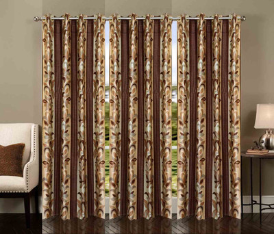 

Ville Style 214 cm (7 ft) Polyester Door Curtain (Pack Of 3)(Abstract, Brown)