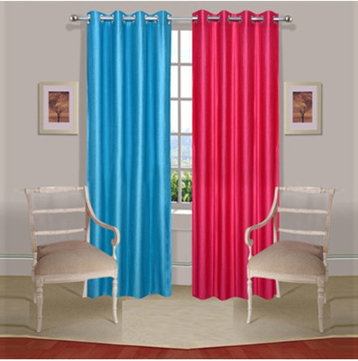 

Excel Bazaar 275 cm (9 ft) Polyester Long Door Curtain (Pack Of 2)(Solid, Aqua, Pink)