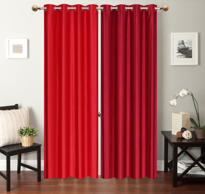 

Furnishing Zone 274 cm (9 ft) Polyester Long Door Curtain (Pack Of 2)(Plain, Red, Maroon), Maroon;red