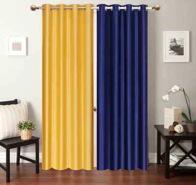 

Furnishing Zone 213 cm (7 ft) Polyester Door Curtain (Pack Of 2)(Plain, Yellow, Blue), Blue;yellow