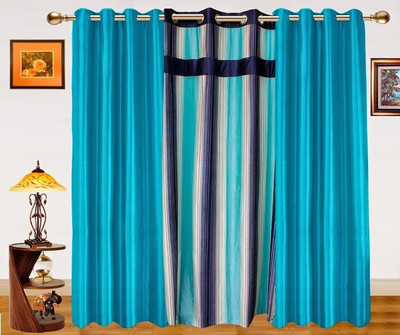 5% OFF on Dekor World 215 cm (7 ft) Polyester Door Curtain (Pack Of 3)(Abstract, Blue)
