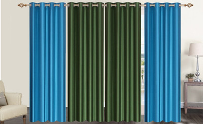 

Furnishing Zone 274 cm (9 ft) Polyester Long Door Curtain (Pack Of 4)(Plain, Blue, Green)