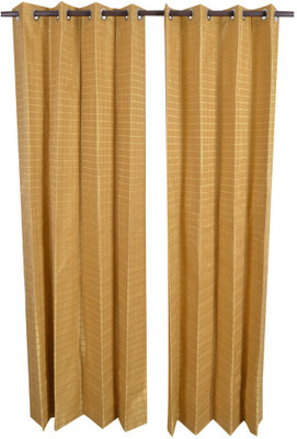 

MABA 215 cm (7 ft) Silk Door Curtain (Pack Of 2)(Geometric, Gold)