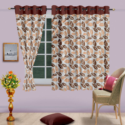 

Cortina 150 cm (5 ft) Polyester Window Curtain (Pack Of 2)(Floral, Brown)