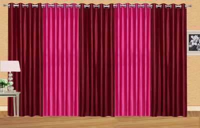 

Ville Style 153 cm (5 ft) Polyester Window Curtain (Pack Of 5)(Solid, Maroon, Pink)