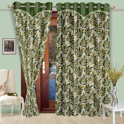 

Cortina 270 cm (9 ft) Polyester Long Door Curtain (Pack Of 2)(Floral, Green)