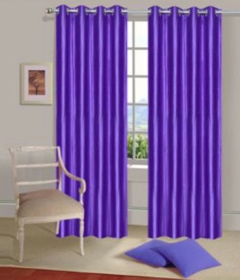 Panipat Textile Hub 213.5 cm (7 ft) Polyester Door Curtain (Pack Of 2)(Solid, Purple)