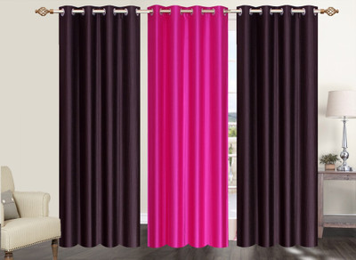 

Furnishing Zone 213 cm (7 ft) Polyester Door Curtain (Pack Of 3)(Plain, Brown, Pink)