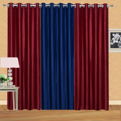

Stella Creations 214 cm (7 ft) Polyester Door Curtain (Pack Of 3)(Solid, Maroon, Blue), Blue;maroon