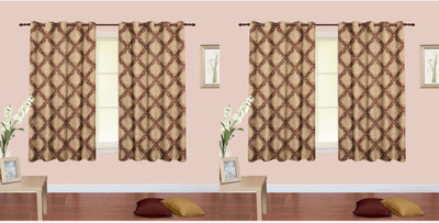 

Cortina 150 cm (5 ft) Polyester Window Curtain (Pack Of 4)(Floral, Brown)