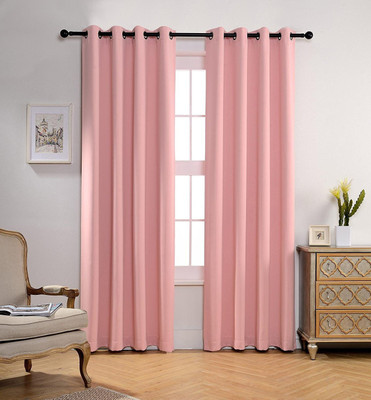 

American-Elm 214 cm (7 ft) Polyester Door Curtain (Pack Of 2)(Solid, Pink)