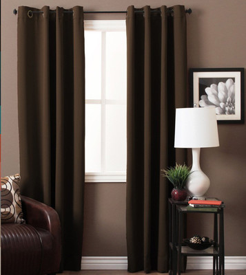 

American-Elm 214 cm (7 ft) Polyester Door Curtain (Pack Of 2)(Solid, Brown_1)