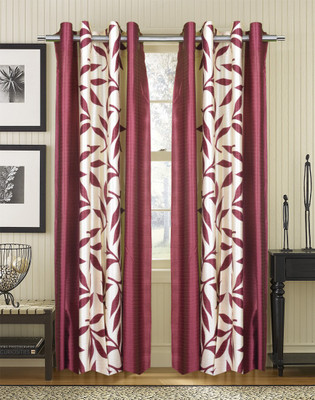 

Trendy Home 210 cm (7 ft) Polyester Door Curtain (Pack Of 2)(Printed, Maroon)