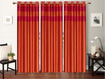 

Furnishing Zone 152 cm (5 ft) Polyester Window Curtain (Pack Of 3)(Plain, Orange)