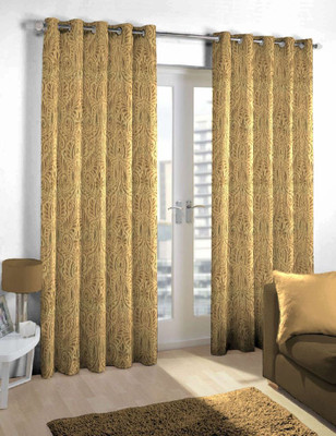 

Skipper 275 cm (9 ft) Blends Long Door Curtain Single Curtain(Motif, Brown)