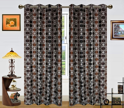 

Zesture 211 cm (7 ft) Polyester Door Curtain (Pack Of 2)(Printed, Brown)