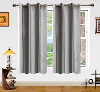 Dekor World 275 cm (9 ft) Polyester Long Door Curtain (Pack Of 2)(Abstract, Silver, Grey)