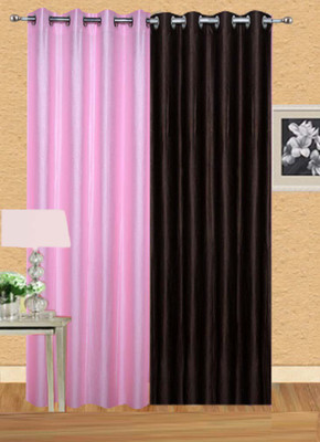 

Stella Creations 214 cm (7 ft) Polyester Door Curtain (Pack Of 2)(Solid, Pink, Brown), Brown;pink