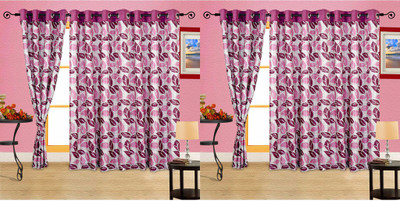 

Cortina 210 cm (7 ft) Polyester Door Curtain (Pack Of 4)(Floral, Purple)