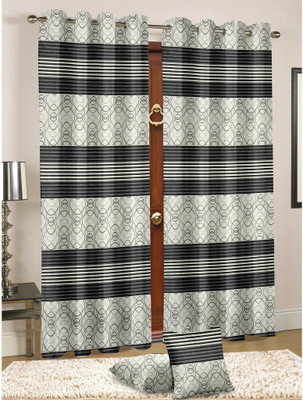 

Cortina 210 cm (7 ft) Jacquard Door Curtain Single Curtain(Striped, Multicolor)