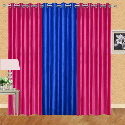 

Excel Bazaar 214 cm (7 ft) Polycotton Door Curtain (Pack Of 3)(Plain, Darkpink-1royalblue)