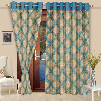 

Cortina 210 cm (7 ft) Polyester Door Curtain (Pack Of 2)(Floral, Blue)