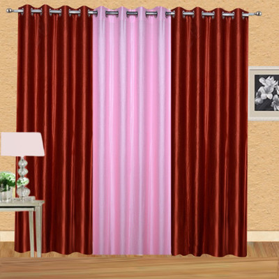 

Excel Bazaar 275 cm (9 ft) Polyester Long Door Curtain (Pack Of 3)(Solid, Rust, Light Pink)