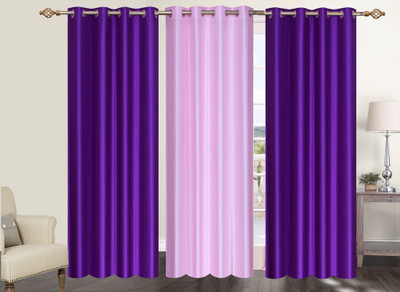 

Furnishing Zone 274 cm (9 ft) Polyester Long Door Curtain (Pack Of 3)(Plain, Purple, Pink), Pink;purple