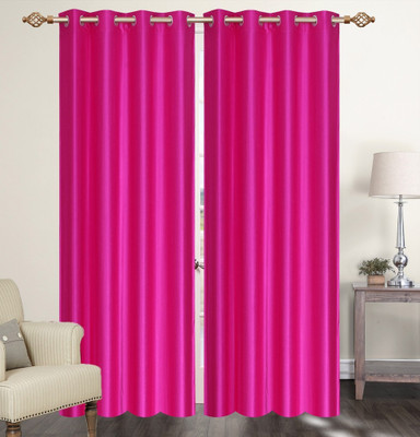 Furnishing Zone 274 cm (9 ft) Polyester Long Door Curtain (Pack Of 2)(Plain, Pink)