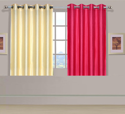 

ExpressionsHome 152 cm (5 ft) Polyester Window Curtain (Pack Of 2)(Solid, Pink, Beige), Beige;pink