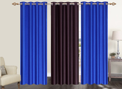 

Furnishing Zone 274 cm (9 ft) Polyester Long Door Curtain (Pack Of 3)(Plain, Blue, Brown)