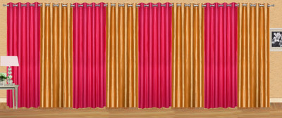 

Ville Style 153 cm (5 ft) Polyester Window Curtain (Pack Of 8)(Solid, Pink, Gold), Gold;pink