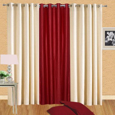 

amit enterprises 213 cm (7 ft) Polyester Door Curtain (Pack Of 3)(Plain, Multicolor)