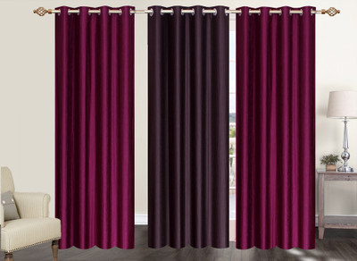 

Furnishing Zone 213 cm (7 ft) Polyester Door Curtain (Pack Of 3)(Plain, Maroon, Brown), Brown;maroon
