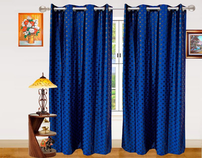 Dekor World 275 cm (9 ft) Polyester Long Door Curtain (Pack Of 2)(Geometric, Blue) Dekor World 275 cm (9 ft) Polyester Long Door Curtain (Pack Of 2)(Geometric, Blue)