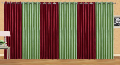 

Ville Style 153 cm (5 ft) Polyester Window Curtain (Pack Of 6)(Solid, Maroon, Green), Green;maroon
