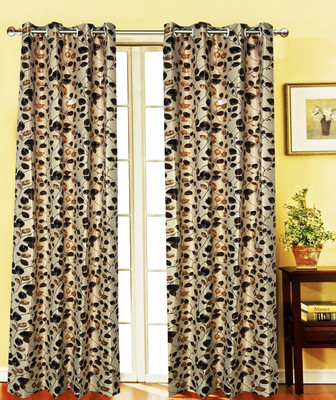 

India Furnish 213 cm (7 ft) Polycotton Door Curtain (Pack Of 2)(Floral, Brown)