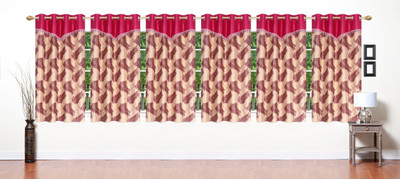 

Stella Creations 154 cm (5 ft) Polyester Window Curtain (Pack Of 6)(Printed, Pink)